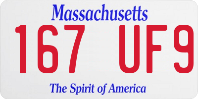 MA license plate 167UF9
