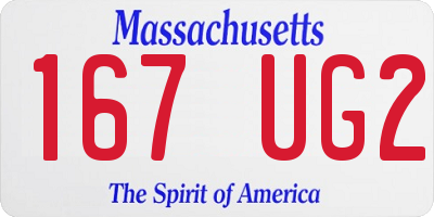 MA license plate 167UG2