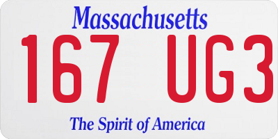 MA license plate 167UG3