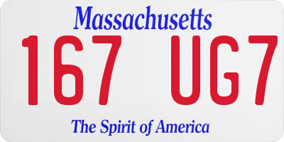 MA license plate 167UG7