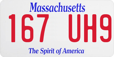 MA license plate 167UH9