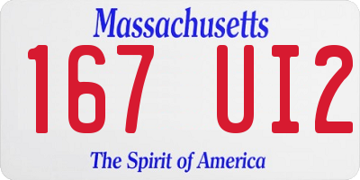MA license plate 167UI2