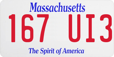 MA license plate 167UI3