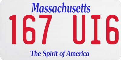 MA license plate 167UI6