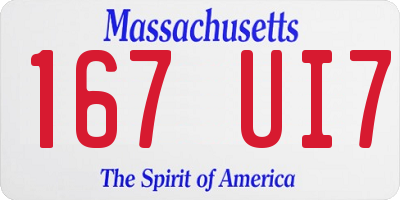 MA license plate 167UI7