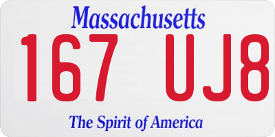 MA license plate 167UJ8