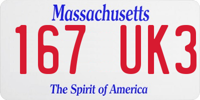 MA license plate 167UK3