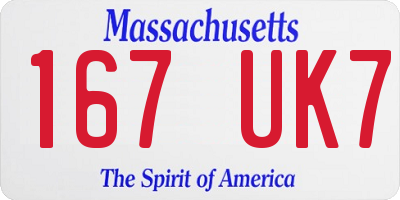 MA license plate 167UK7