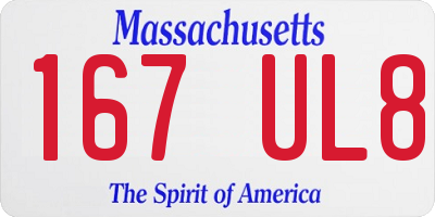 MA license plate 167UL8
