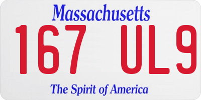 MA license plate 167UL9