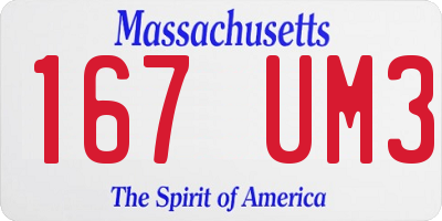 MA license plate 167UM3