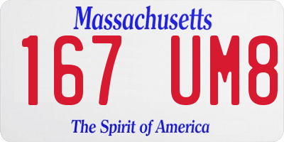 MA license plate 167UM8