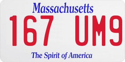 MA license plate 167UM9
