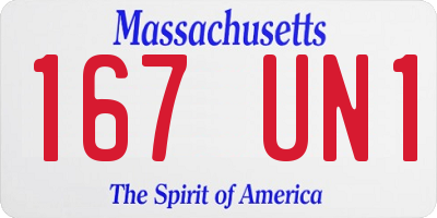 MA license plate 167UN1