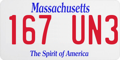 MA license plate 167UN3