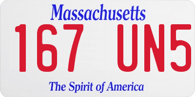 MA license plate 167UN5