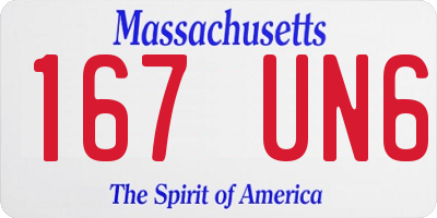 MA license plate 167UN6