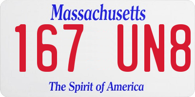 MA license plate 167UN8