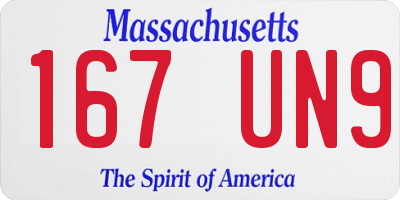 MA license plate 167UN9