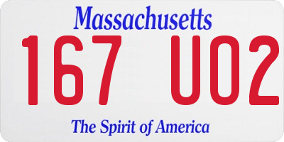 MA license plate 167UO2