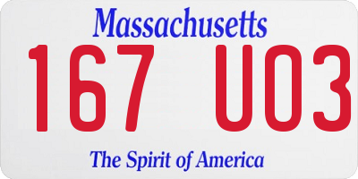 MA license plate 167UO3