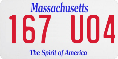 MA license plate 167UO4