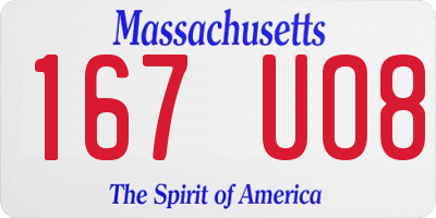 MA license plate 167UO8
