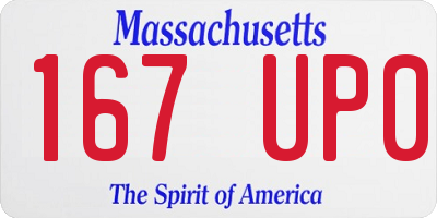 MA license plate 167UP0