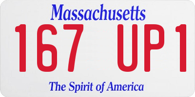 MA license plate 167UP1