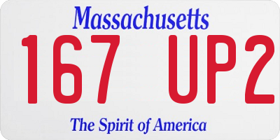 MA license plate 167UP2