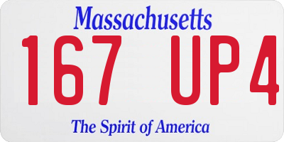 MA license plate 167UP4