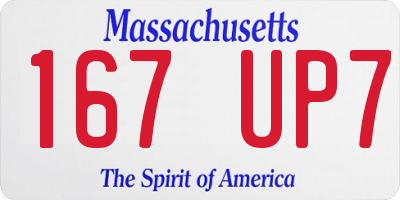 MA license plate 167UP7