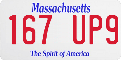 MA license plate 167UP9
