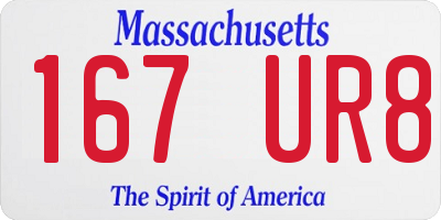 MA license plate 167UR8