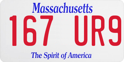 MA license plate 167UR9