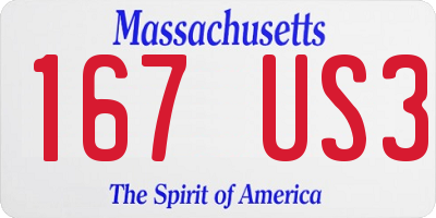 MA license plate 167US3