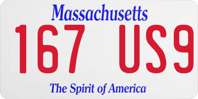 MA license plate 167US9