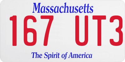 MA license plate 167UT3