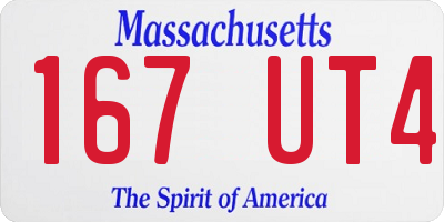 MA license plate 167UT4