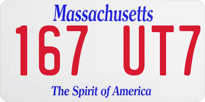MA license plate 167UT7