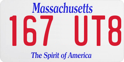 MA license plate 167UT8