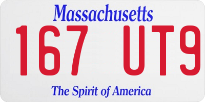 MA license plate 167UT9