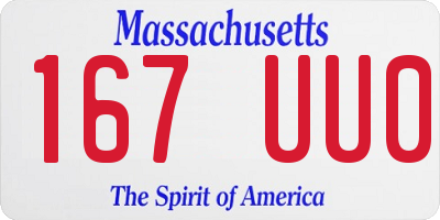 MA license plate 167UU0