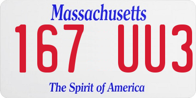 MA license plate 167UU3