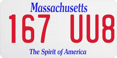MA license plate 167UU8