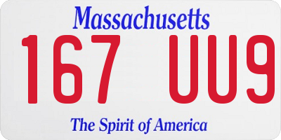 MA license plate 167UU9