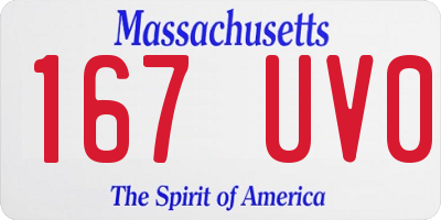 MA license plate 167UV0