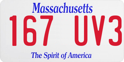 MA license plate 167UV3