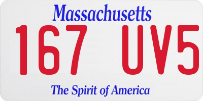 MA license plate 167UV5