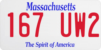 MA license plate 167UW2